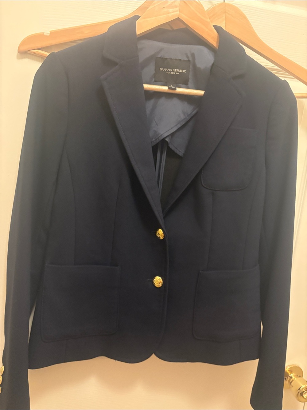 Banana Republic Navy Blazer with Gold-Tone Buttons A099